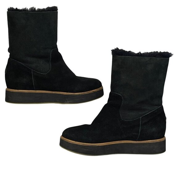 Australia Luxe Collective Fuzzy Black Bushmill Winter Suede Fur Boots Size 7 - Picture 4 of 10